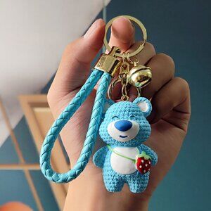 Cute Cartoon Blue Strawberry Bear Series Keychain